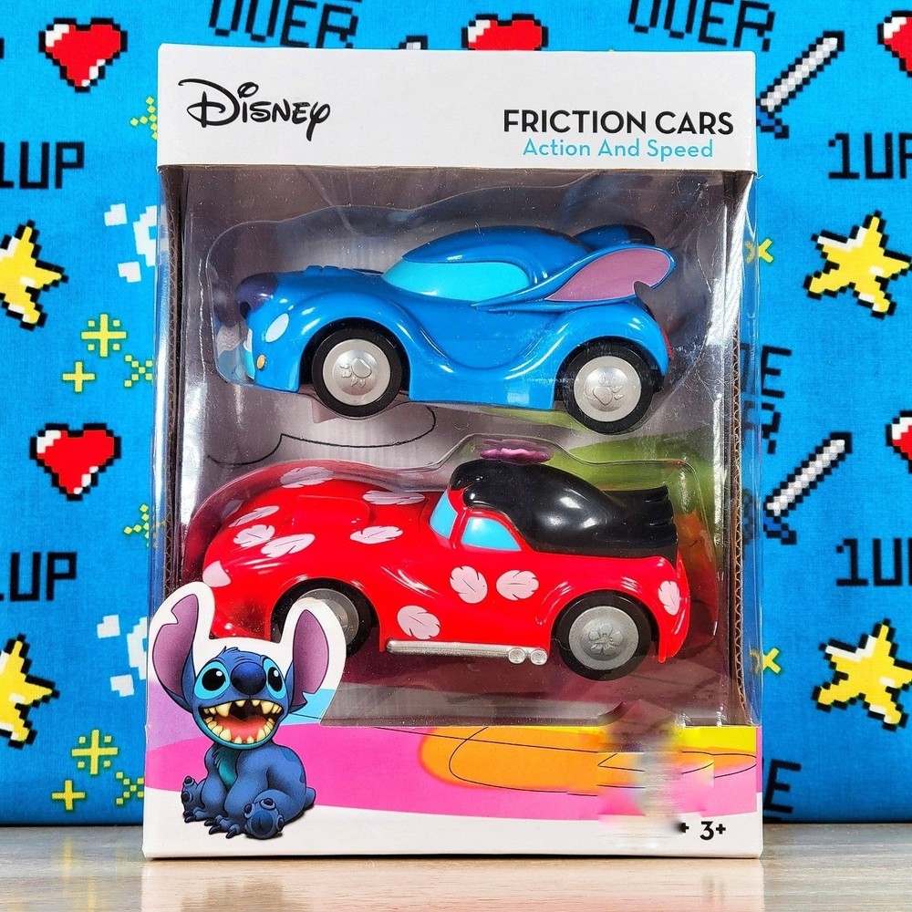 Disney Pixar Lilo and Stitch Friction Cars 1:32 Action and Speed Set of 2 New